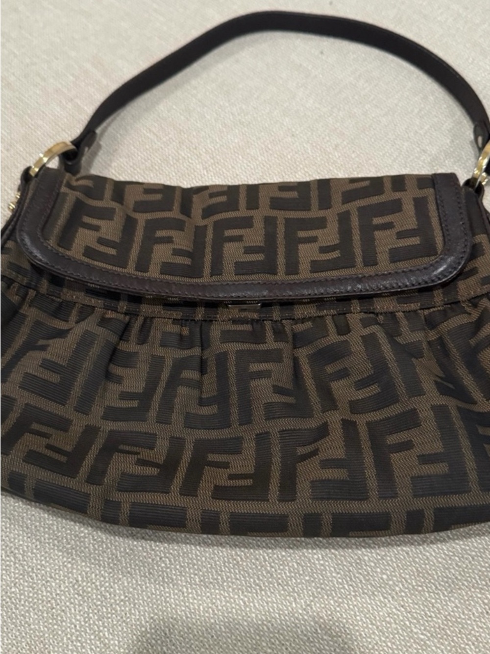 Fendi Brown Black FF Monogram Shoulder Bag